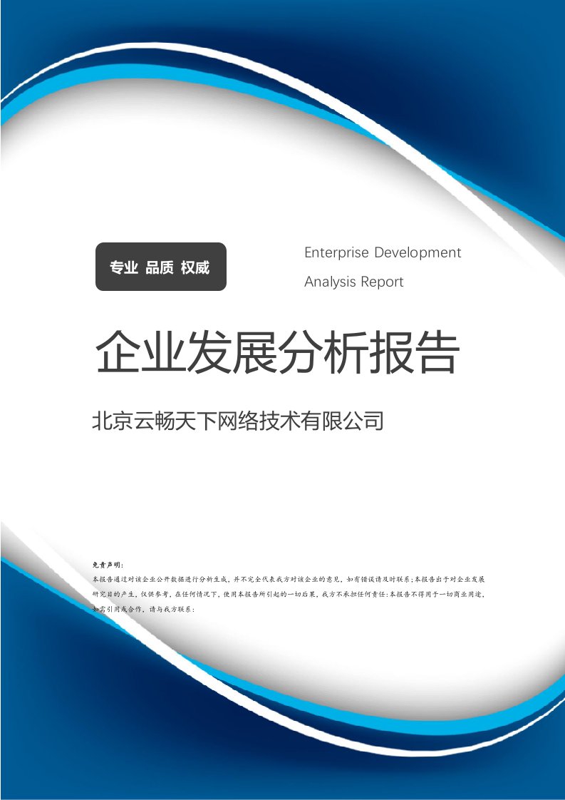 北京云畅天下网络技术公司 企业发展分析报告